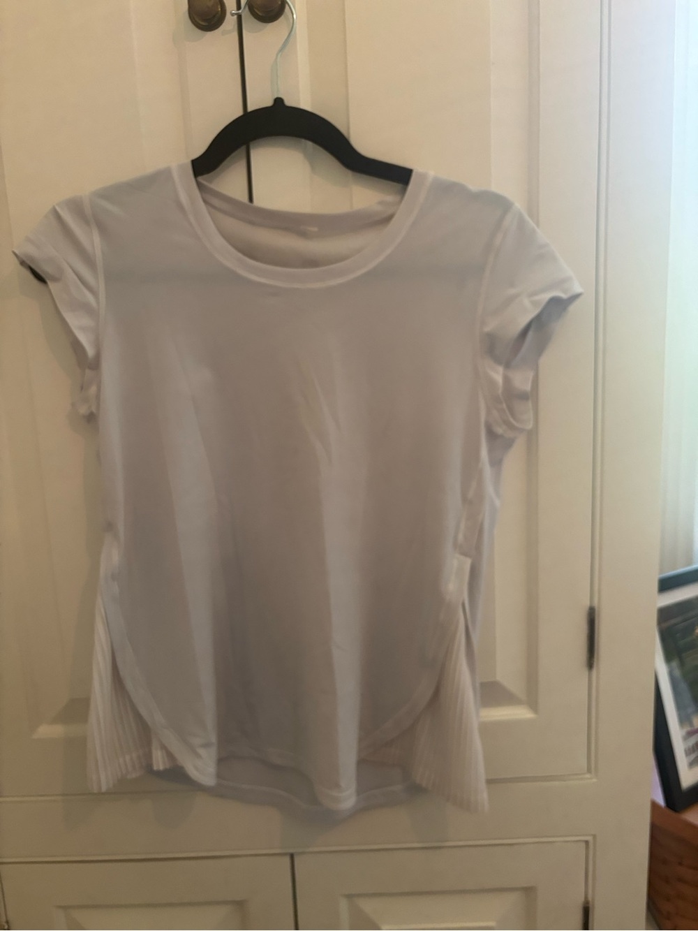 lululemon athletica White Short Sleeve Tee with Pleated Side Panels